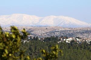 Snow lies on Mount Hermon in northern Israel. photo