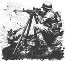 modern war situation with engraving style black color only vector
