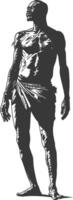 native African tribe man with engraving style black color only vector