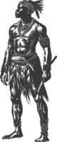 native African tribe man with engraving style black color only vector