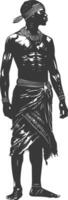 native African tribe man with engraving style black color only vector