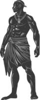 native African tribe man with engraving style black color only vector