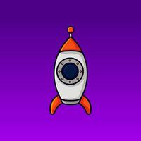 Rocket spaceship in cartoon illustration style suitable for children's event invitation design elements. vector