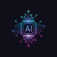 Artificial intelligence circuit line style. Machine learning design. Smart network digital technology vector