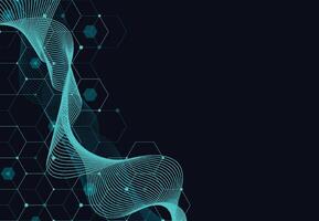 Abstract hexagonal molecular structures in technology background and science style. Medical design vector