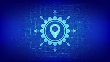 Logistics management icon made with binary code. Smart logistics and transportation. Logistic global network distribution. Digital code background with digits 1.0. Illustration. vector