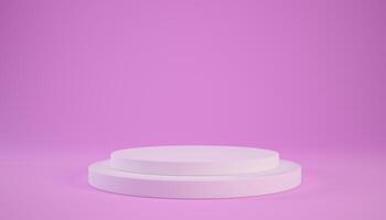 3d white podium or pedestal on pink background for product display. 3d rendering illustration for Valentines day concept. photo