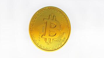 Bitcoin isolated on white background, Bitcoin concept illustration, Cryptocurrency symbol, Digital currency BTC, 3D rendering. photo