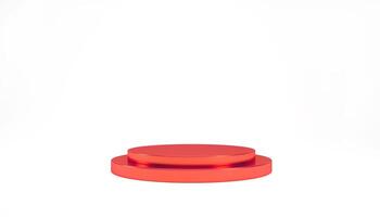 Valentine's day 3d shiny red podium or pedestal on white background, 3d rendering illustration for Valentines day concept. photo