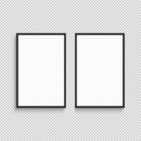 Two vertical frame mock up isolated on transparent background. photo