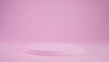 3d light pink podium or pedestal on pink background for Valentines day concept. 3d rendering illustration for product display. photo