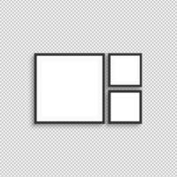 Three square frame mock up isolated on transparent background. 3d rendering. photo