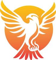 a bird with wings that is in yellow and orange vector