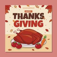 flat thanksgiving social media posts collection vector