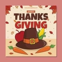 flat thanksgiving social media posts collection vector