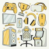 Gamer set gamer icon set game icon set flat game streamer elements collection vector