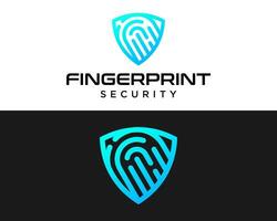 Logo design about security shield and fingerprint. vector