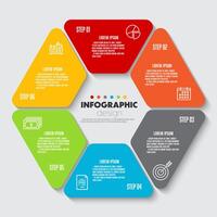 Infographic chart 6 step for business information. vector