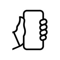 Smartphone In Hand Outline Icon vector