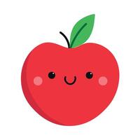 Cute cartoon smiling apple character. Childish style. Fruit icon. illustration vector