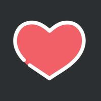 Heart line icon. Heart outline on black background. illustration vector