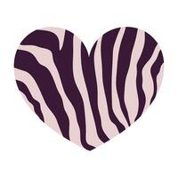Heart with zebra print texture. Heart with animal pattern. Heart decoration. illustration vector