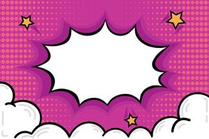 Comic background with speech bubble in pop art style. Dynamic art decorated with stars and clouds. illustration vector