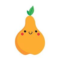 Cute cartoon smiling pear character. Childish style. Fruit icon. illustration vector