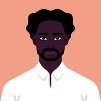 Portrait of a young African man with beard. Abstract guy or a student. illustration vector