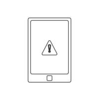 smartphone with attention on the screen. smartphone error line style. warning on smartphone vector