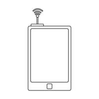 smartphone with extended antenna for search signal. phone signal line icon vector