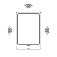 smartphone with find signal on side. phone icon with line style. signal phone vector