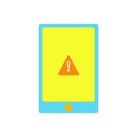 smartphone with warning on the screen. smartphone error flat style. warning on smartphone vector