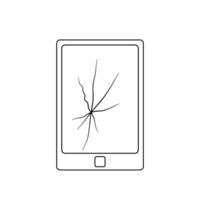 Broken smartphone on the screen with line style. smartphone line icon vector