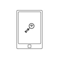 smartphone with magnifying on the screen. find signal icon. smartphone find signal with line style vector