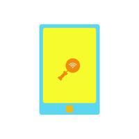 smartphone with magnifying on the screen. find signal icon. smartphone find signal with flat style vector