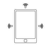 smartphone with sound music. phone icon with sound. phone icon line style vector