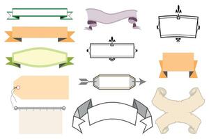 Cute set of illustrations of ribbon frames for messages or text. Vintage ribbon banners, text frame design. vector