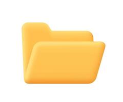 Empty business folder for documents. File management concept. 3d icon. Cartoon minimal style. vector