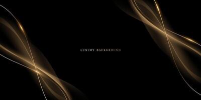 Abstract modern design black background with luxury golden elements illustration. vector
