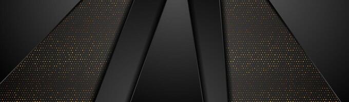 Black minimal corporate background with abstract golden dots vector