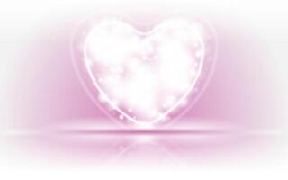 Neon shiny pink heart with glowing lights abstract background vector