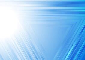 Bright blue geometric tech background with glossy triangles vector
