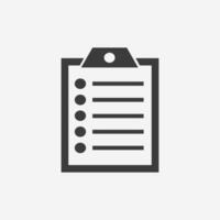 clipboard icon. notebook, board, list, document, note, paper, checklist symbol sign vector