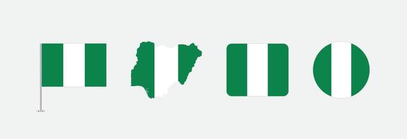 Nigeria flag. Set of Nigeria Flags Collection. vector
