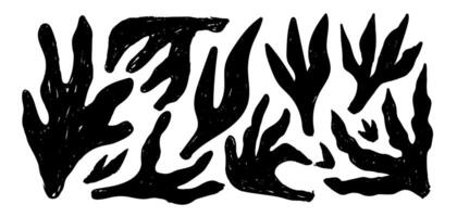 A set of Crayon Texture Abstract organic corals matisse style vector