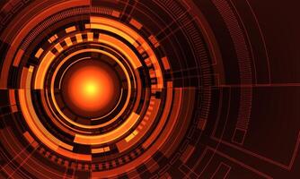 Abstract technology orange circular system cyber futuristic design modern creative background vector