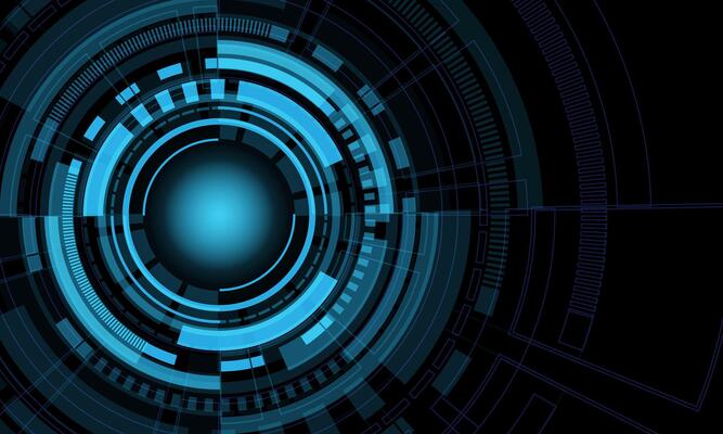 Abstract technology blue circular system cyber futuristic on black design modern creative background