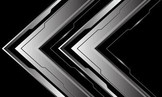 Abstract silver arrow cyber direction geometric on black design modern futuristic technology creative background vector