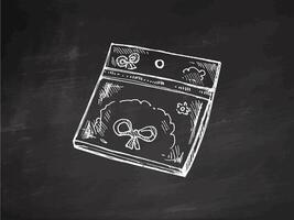 Hand-drawn school and office tools Illustration. Detailed retro style sticky notes sketch. Vintage sketch element. Back to School on chalkboard background. vector